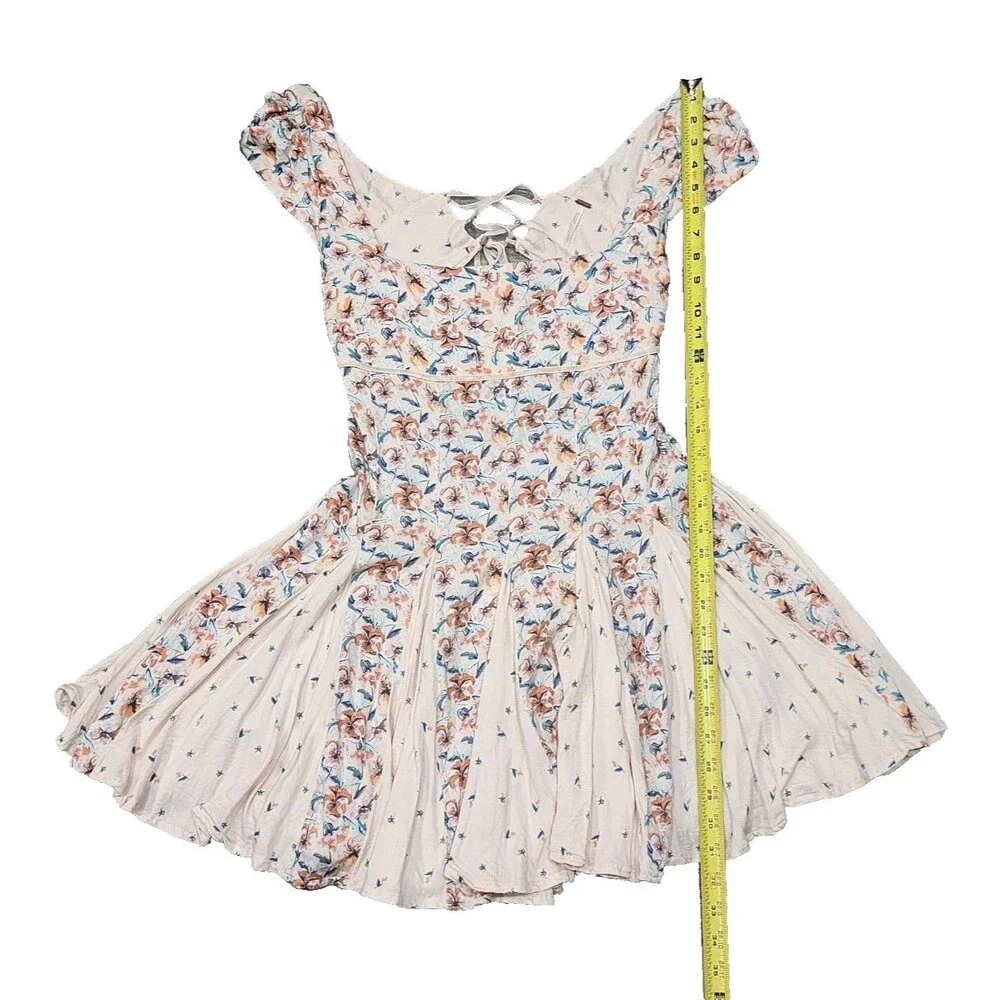 Free People Ponderosa Open Back Peach Combo Mini Dress Sizes Small